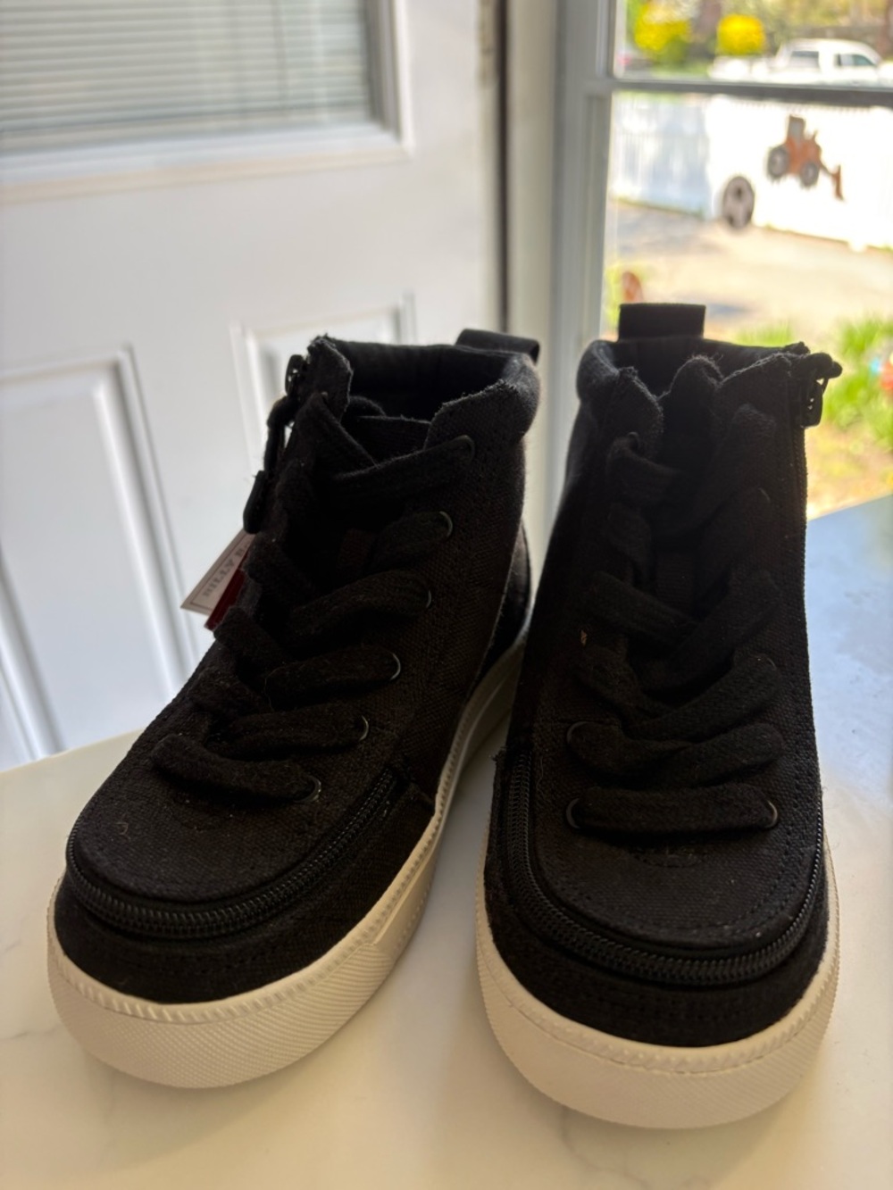 Kids High-Top Sneakers in Black with White Sole